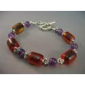 Image of Antique Cherry Amber with Amethyst and Bali Silver 