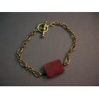 Image of Coral Rectangle and Gold Plated Chain