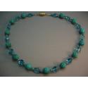 Image of Carved Turquoise, Crystallized Swarovsky, Turquoise Rondelles Necklace