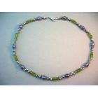 Image of Amethyst CZ, Peridot Rondelles, Lavender Freshwater Pearl Necklace